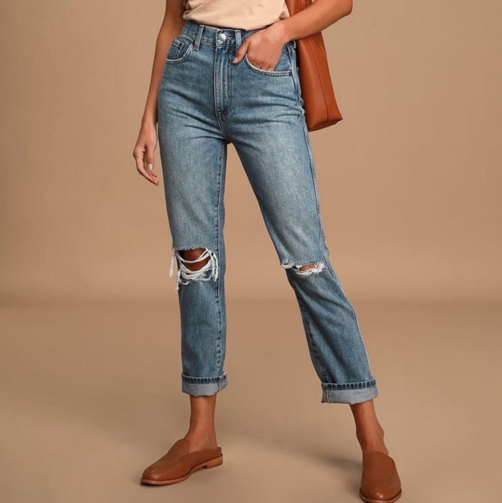 Pistola Distressed Straight Leg Denim Jeans